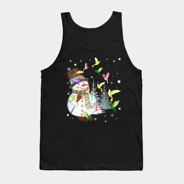 Hummingbird Snowman Merry Christmas Tee Hummingbird Lovers Tank Top by MarrinerAlex